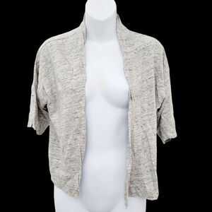 2/$20 Ann Taylor Loft Plain Grey Cardigan Top No Button Size: Small